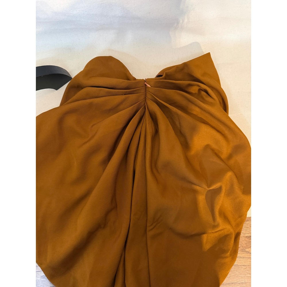 PrettyLittleThing Ochre Rust Draped Sarong Midi Skirt High Waist Size 2 - Picture 4 of 4